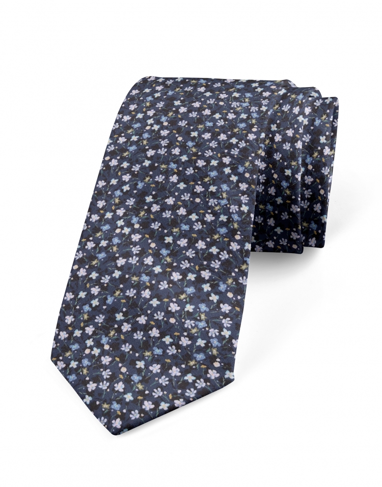 SOMI - FLORAL TIE - NAVY BLUE