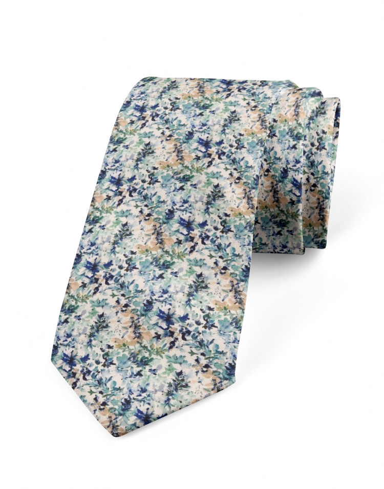 HART - FLORAL TIE - BLUE, PETROL GREEN & BEIGE