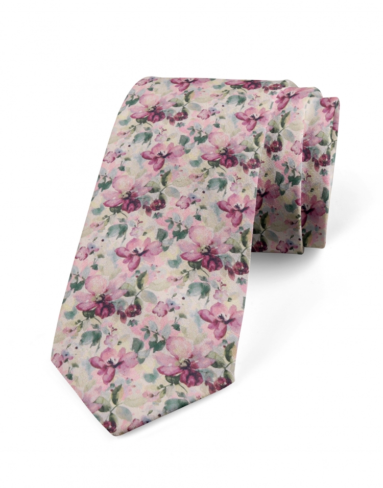 EMA - FLORAL TIE - FUCHSIA MAUVE & GREEN