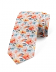 HANA - FLORAL TIE - ORANGE & AQUA GREEN