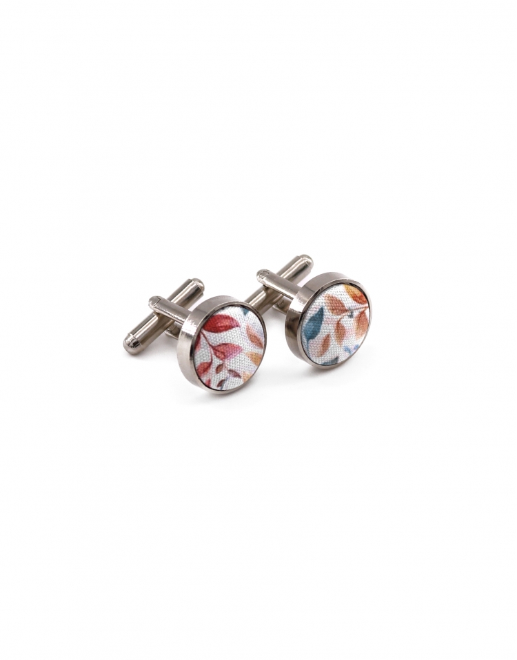 HAO - FLORAL CUFFLINKS - GREEN & TERRACOTTA