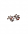 GASHA - BOUTONS DE MANCHETTE FLEURIS - ORANGE & BEIGE