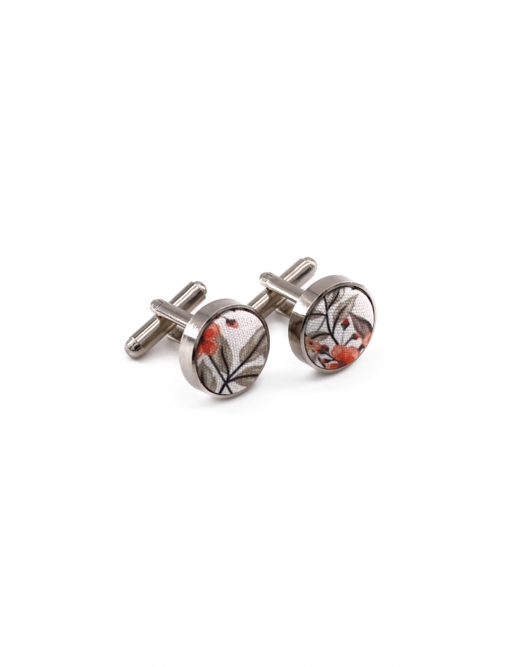 GASHA - FLORAL CUFFLINKS - ORANGE & BEIGE