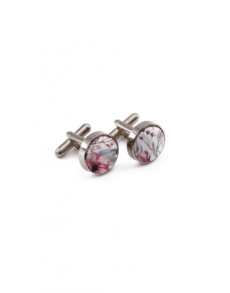 LAMMA - FLORAL CUFFLINKS - PINK & GREEN