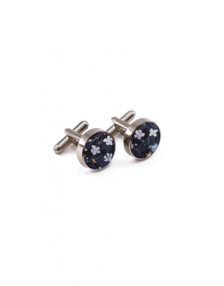 SOMI - FLORAL CUFFLINKS - NAVY BLUE