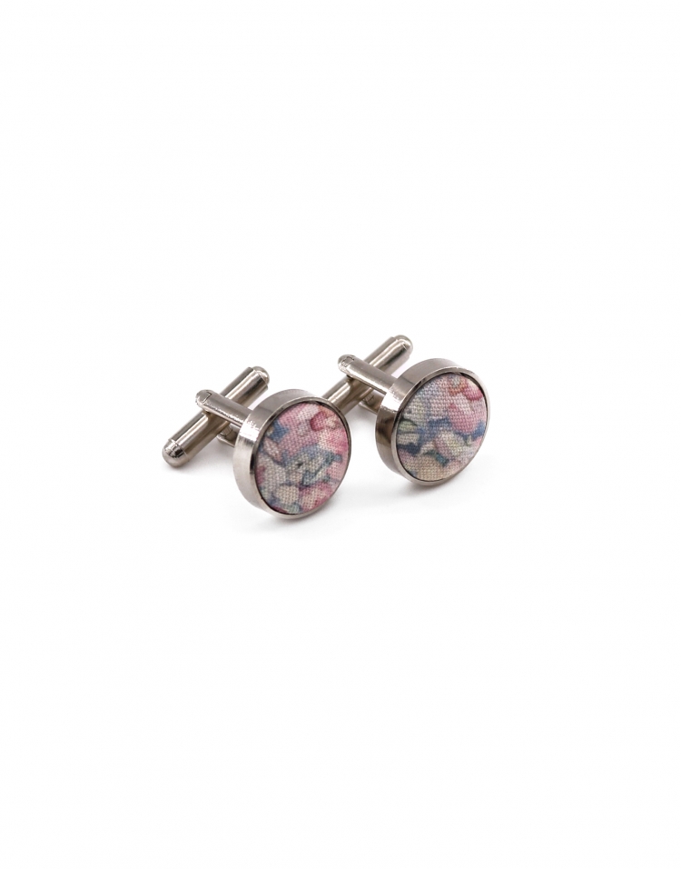 SABI - FLORAL CUFFLINKS - PINK & BEIGE