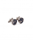 SENSO - FLORAL CUFFLINKS - BLUE & BEIGE