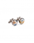 MODY - FLORAL CUFFLINKS - BLUE, CORAL & YELLOW