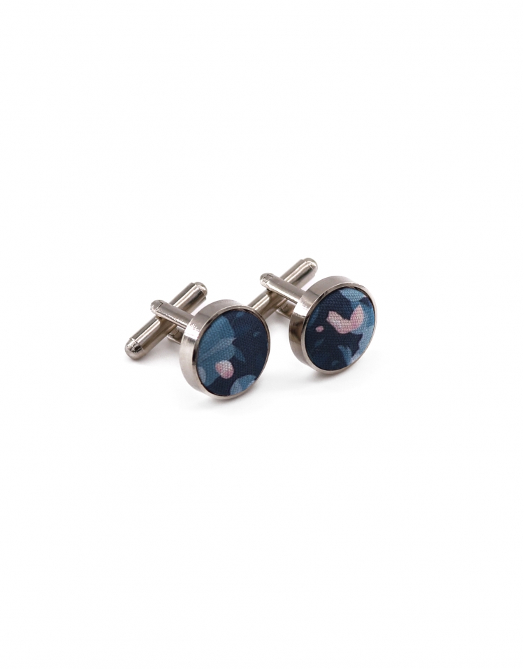 CHATAM - FLORAL CUFFLINKS - BLUE & PINK