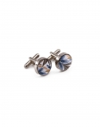 YEON - FLORAL CUFFLINKS - BLUE & BROWN