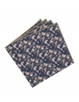 SENSO - FLORAL POCKET SQUARE - BLUE & BEIGE