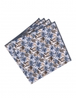 YEON - FLORAL POCKET SQUARE - BLUE & BROWN