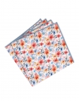 HARU - FLORAL POCKET SQUARE - ORANGE & BLUE