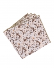 FUJI - FLORAL POCKET SQUARE - BEIGE & BROWN