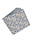 SHIDA - FLORAL POCKET SQUARE - GREEN, BEIGE & BLUE