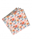 HANA - FLORAL POCKET SQUARE - ORANGE & AQUA GREEN