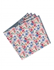 JIN - FLORAL POCKET SQUARE - PINK, BLUE & GREEN