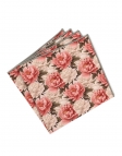 SHIKA - FLORAL POCKET SQUARE - CORAL, BEIGE AND KHAKI