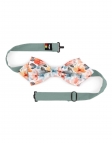 HANA - FLORAL BOW TIE - DIAMOND - ORANGE & AQUA GREEN