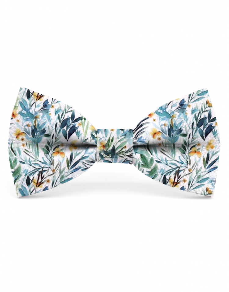 LANTAU - FLORAL BOW TIE - CLASSIC - GREEN & YELLOW