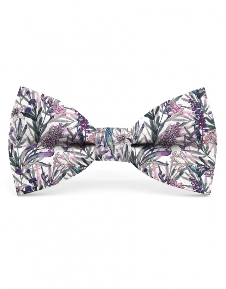 POLIN - FLORAL BOW TIE - CLASSIC - VIOLET & GREEN