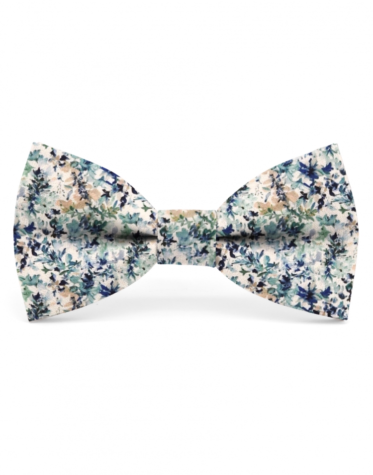 HART - FLORAL BOW TIE - CLASSIC - BLUE, PETROL GREEN & BEIGE