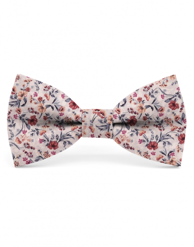 ENKO - FLORAL BOW TIE - CLASSIC - TERRACOTTA & BEIGE