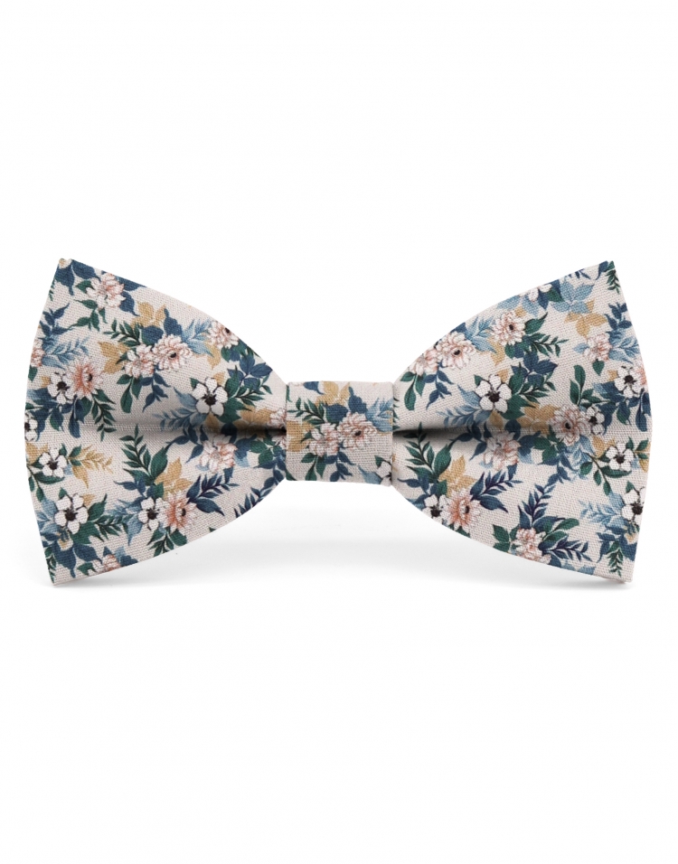 BYODO - FLORAL BOW TIE - CLASSIC - GREEN & BEIGE