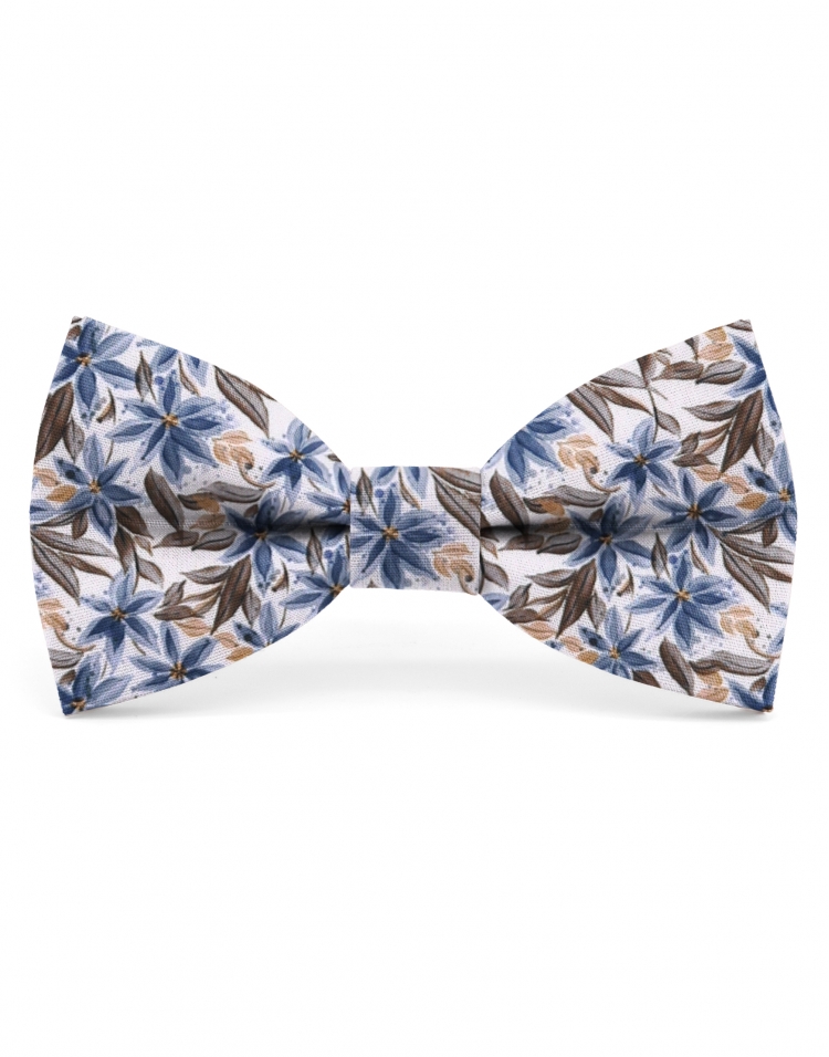 YEON - FLORAL BOW TIE - CLASSIC - BLUE & BROWN