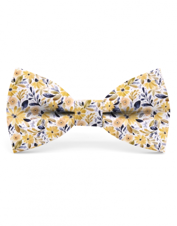 SEOK - FLORAL BOW TIE - CLASSIC - YELLOW & GREY