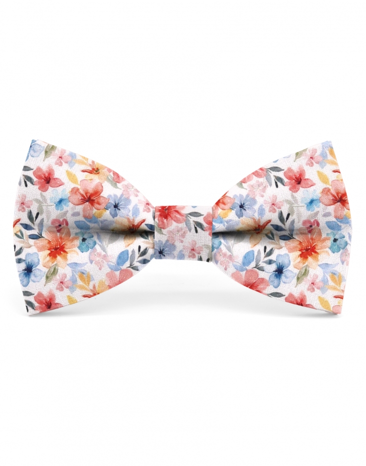 HARU - FLORAL BOW TIE - CLASSIC - ORANGE & BLUE