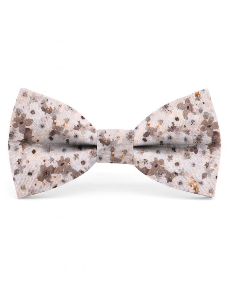 FUJI - FLORAL BOW TIE - CLASSIC - BEIGE & BROWN