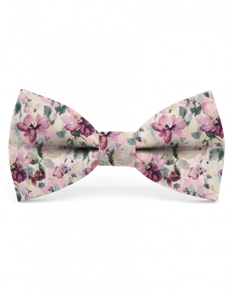 EMA - FLORAL BOW TIE - CLASSIC - FUCHSIA MAUVE & GREEN