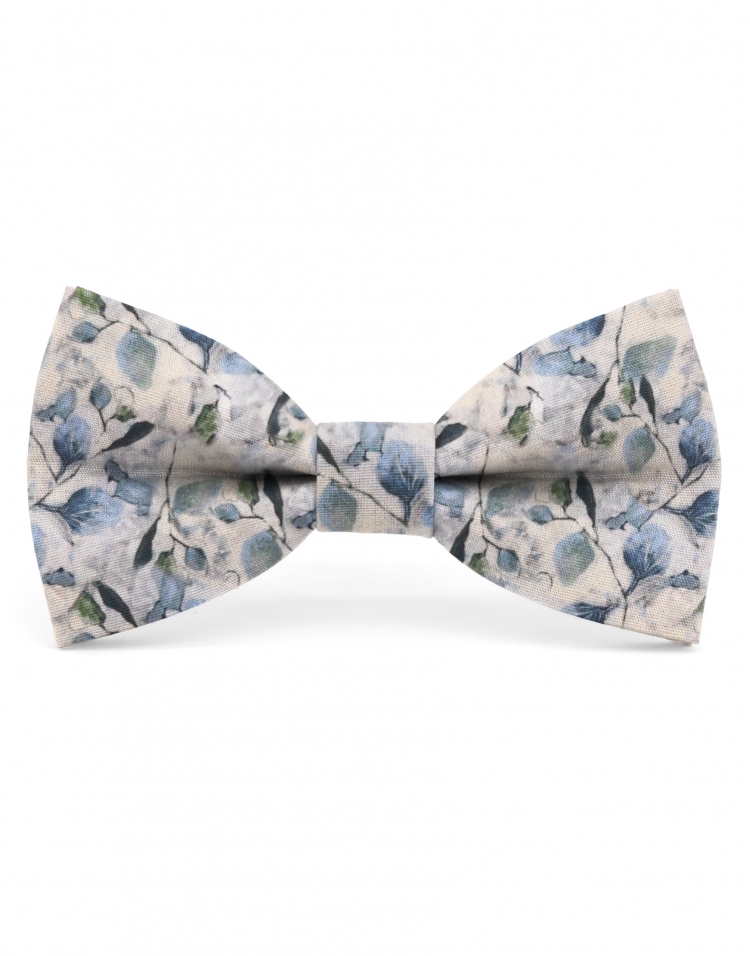 SHIDA - FLORAL BOW TIE - CLASSIC - GREEN, BEIGE & BLUE