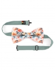 HANA - FLORAL BOW TIE - CLASSIC - ORANGE & AQUA GREEN