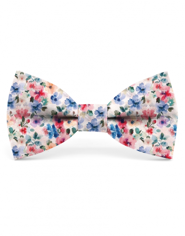 JIN - FLORAL BOW TIE - CLASSIC - PINK, BLUE & GREEN