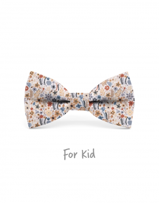 KOOK - KID or TEEN BOW TIE - BLUE, BEIGE & ORANGE