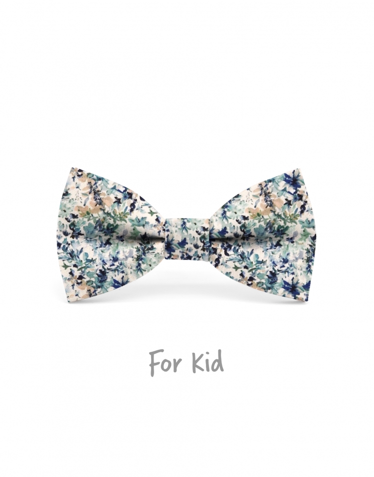 HART - KID or TEEN BOW TIE - BLUE, PETROL GREEN & BEIGE