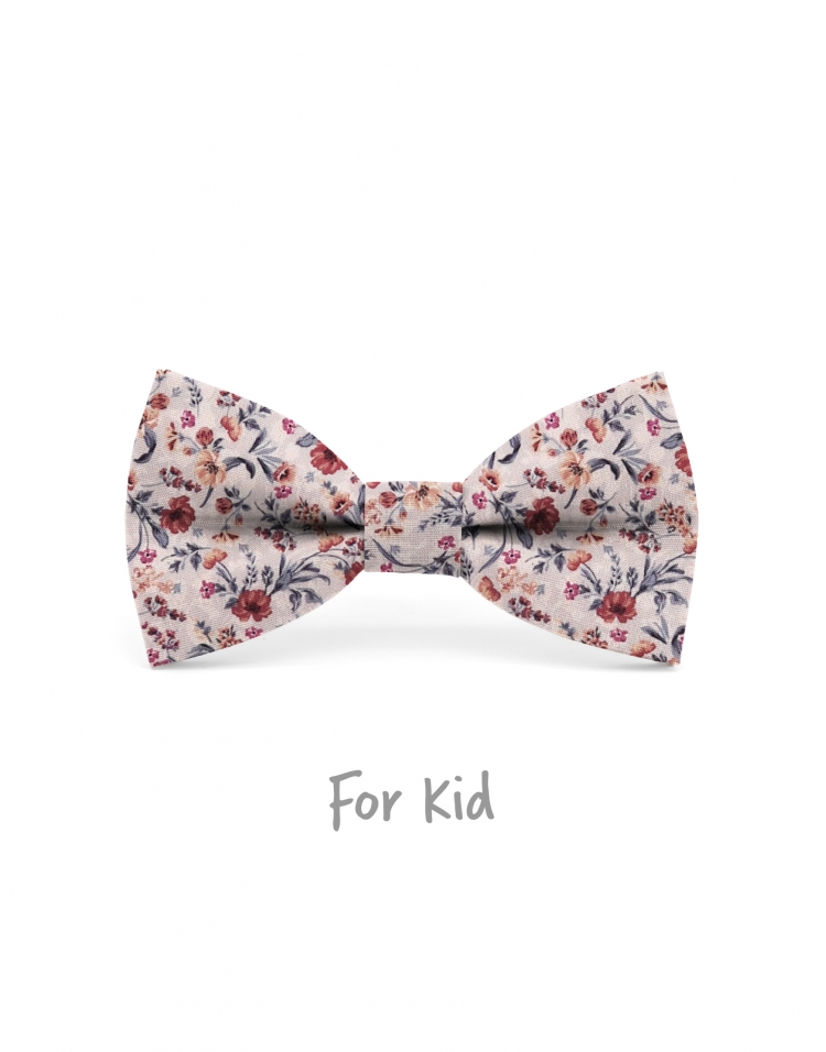 ENKO - KID or TEEN BOW TIE - TERRACOTTA & BEIGE