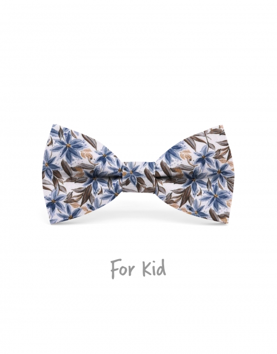 YEON - KID or TEEN BOW TIE - BLUE & BROWN