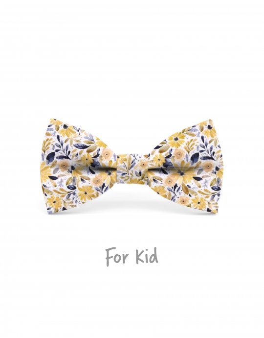 SEOK - KID or TEEN BOW TIE - YELLOW & GREY