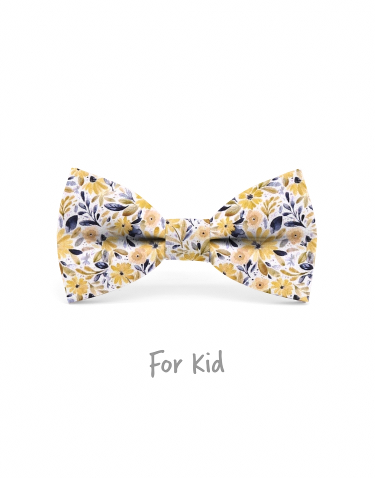 SEOK - KID or TEEN BOW TIE - YELLOW & GREY