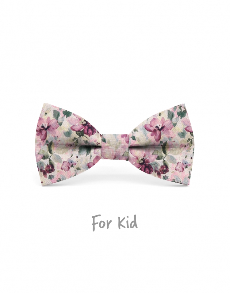 EMA - KID or TEEN BOW TIE - FUCHSIA MAUVE & GREEN