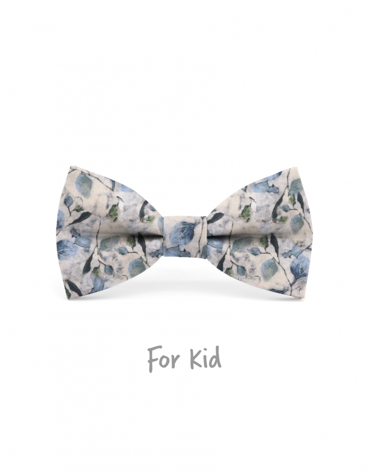 SHIDA - KID or TEEN BOW TIE - GREEN, BEIGE & BLUE