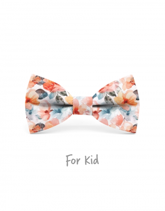 HANA - KID or TEEN BOW TIE - ORANGE & AQUA GREEN