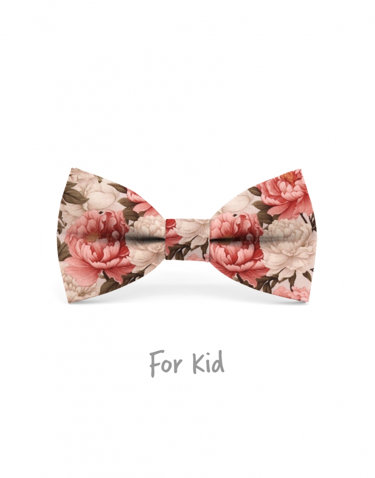 SHIKA - KID or TEEN BOW TIE - CORAL, BEIGE AND KHAKI