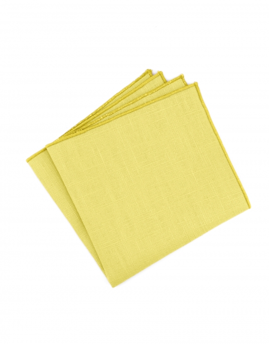 MIMOSA - RAW LINEN - POCKET SQUARE - LIGHT YELLOW