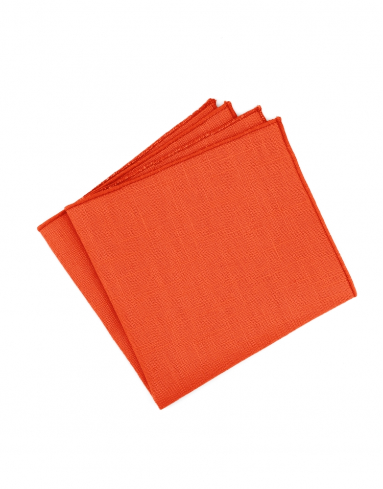 MANDARINE - RAW LINEN - POCKET SQUARE - ORANGE