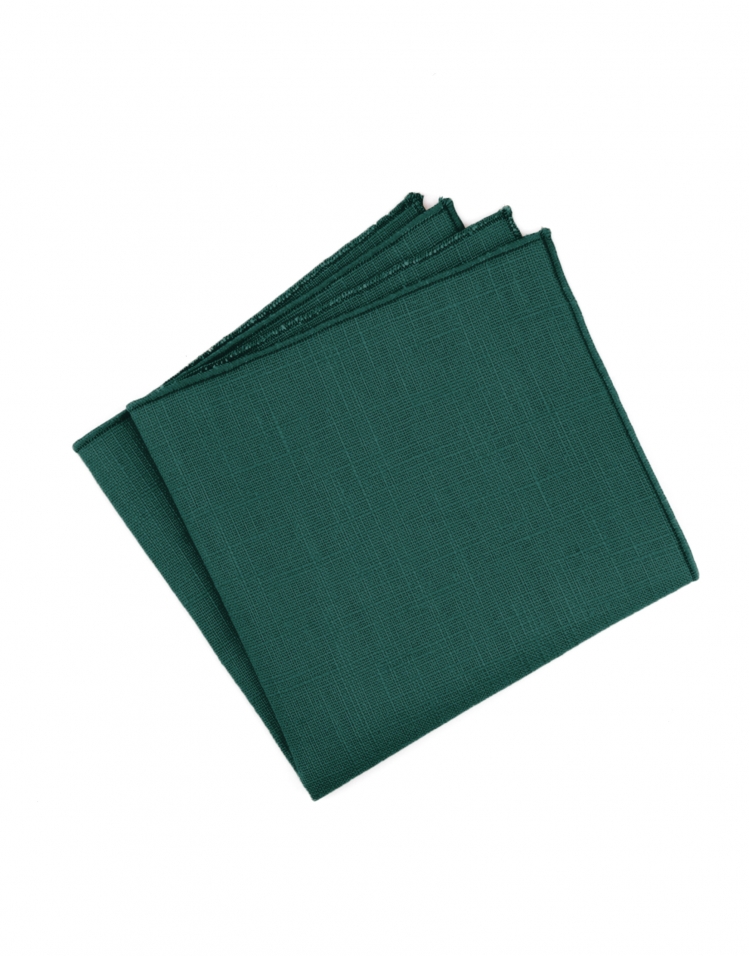 EMERAUDE - RAW LINEN - POCKET SQUARE - EMERALD GREEN