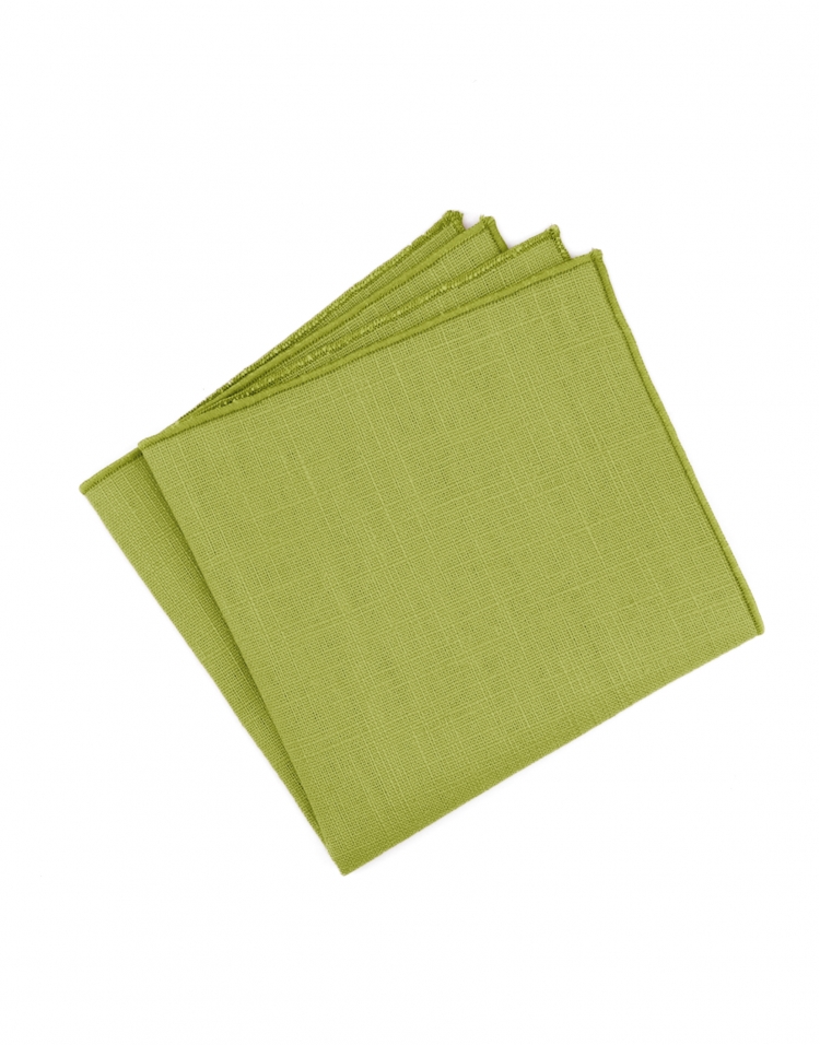 PISTACHE - RAW LINEN - POCKET SQUARE - GREEN